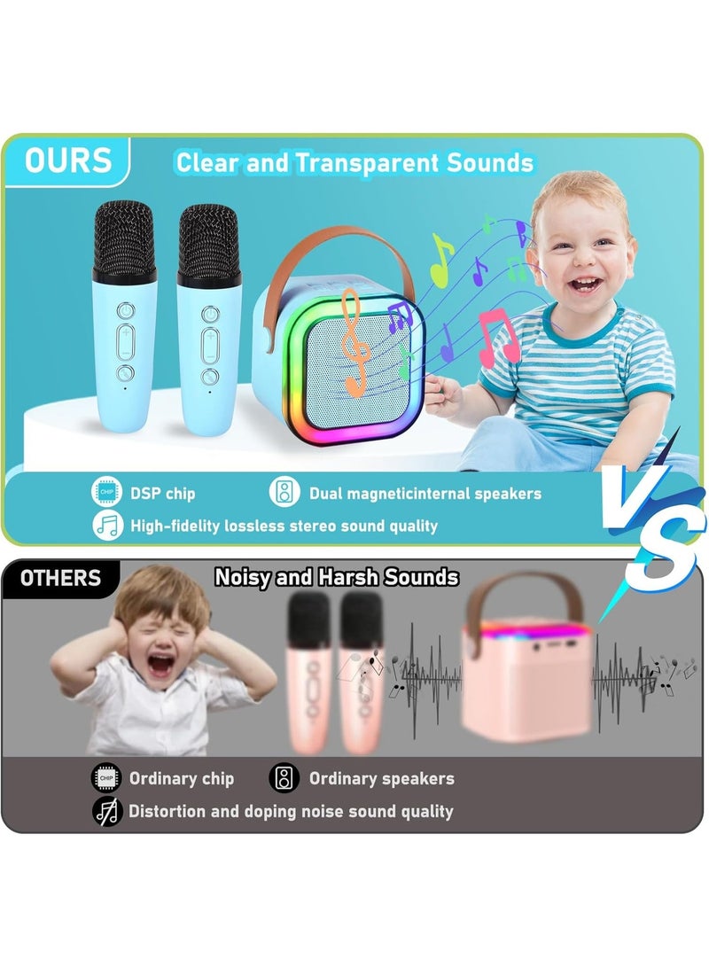 GTSOL Mini Karaoke speaker for Kids & Adults – Portable Bluetooth Speaker with 2 Wireless Microphones, Voice Changer, Birthday Gift & Music Toy for Girls Boys Ages 4–12+, Home & Family Party (Assorted Color) - Image 2